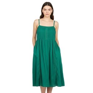 Torrid Womens 5X Emerald Green Sundress Pleated Lace Pockets Adjustable Straps